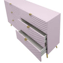 Gaines 6 Drawers  Dresser, Pink High Gloss Finish Acme