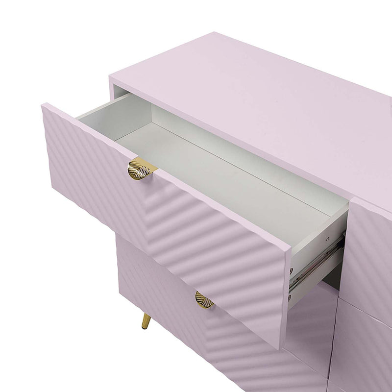 Gaines 6 Drawers  Dresser, Pink High Gloss Finish Acme