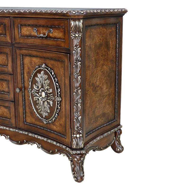 Devany 6 Drawers & 2 Doors Dresser, Cherry Finish Acme