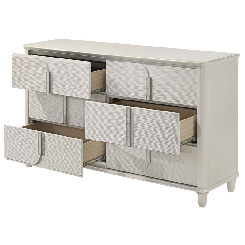 Laveda 6 Drawers Dresser, Pearl White Finish Acme