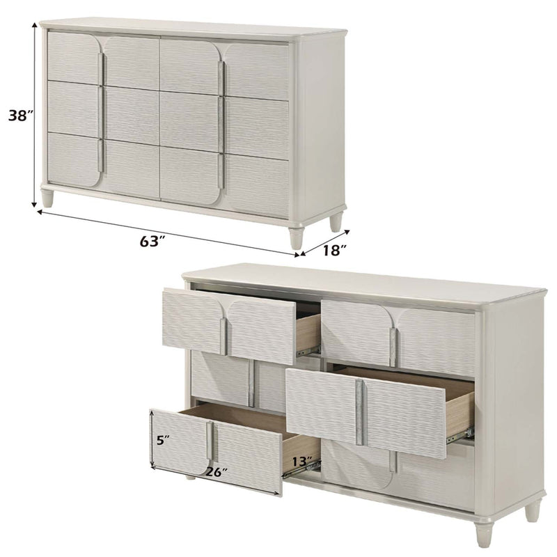 Laveda 6 Drawers Dresser, Pearl White Finish Acme