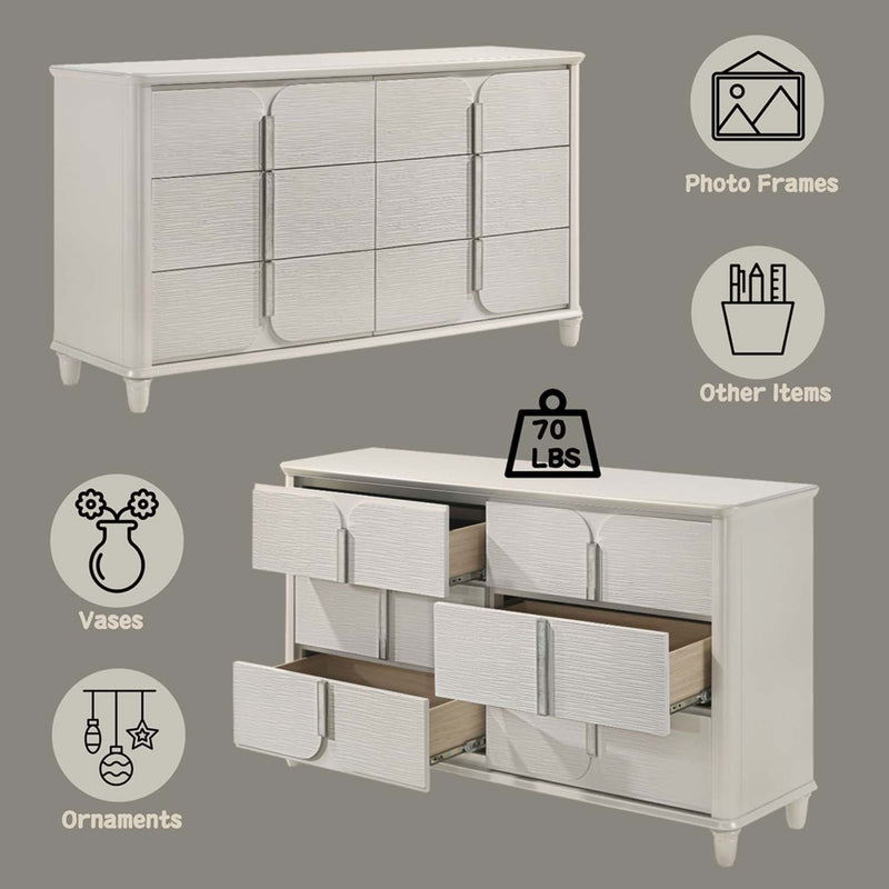 Laveda 6 Drawers Dresser, Pearl White Finish Acme