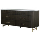 Clayten 6 Drawers  Dresser, Marble Top & Espreeso Finish Acme