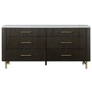 Clayten 6 Drawers  Dresser, Marble Top & Espreeso Finish Acme