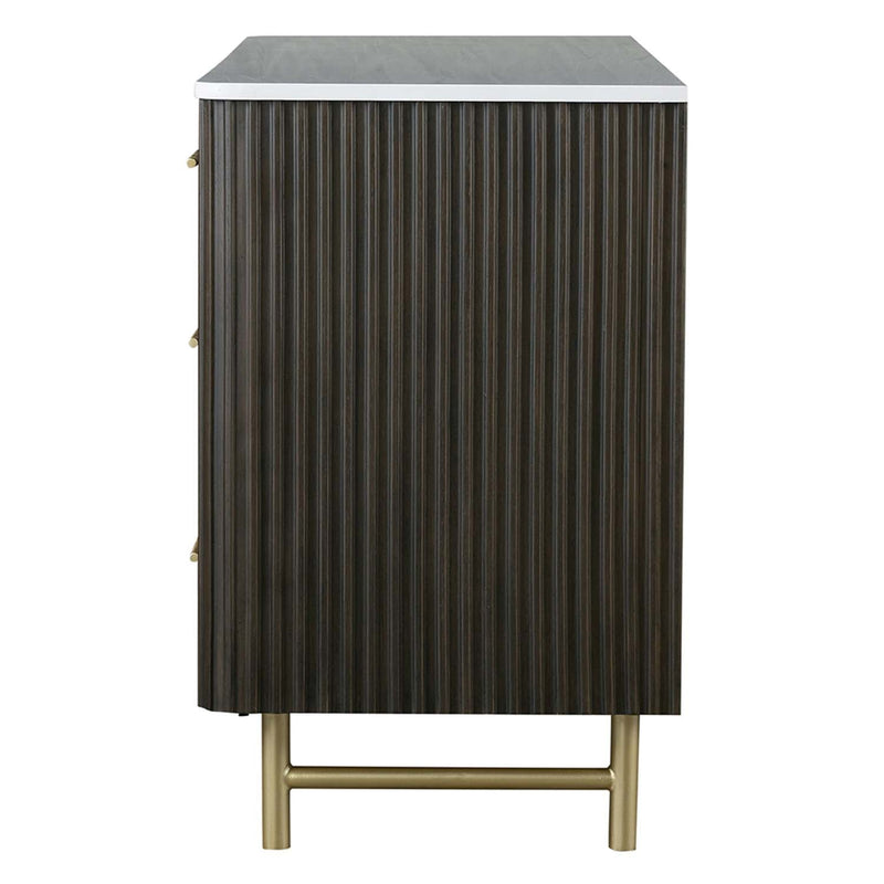 Clayten 6 Drawers  Dresser, Marble Top & Espreeso Finish Acme