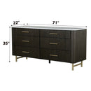 Clayten 6 Drawers  Dresser, Marble Top & Espreeso Finish Acme