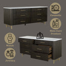 Clayten 6 Drawers  Dresser, Marble Top & Espreeso Finish Acme