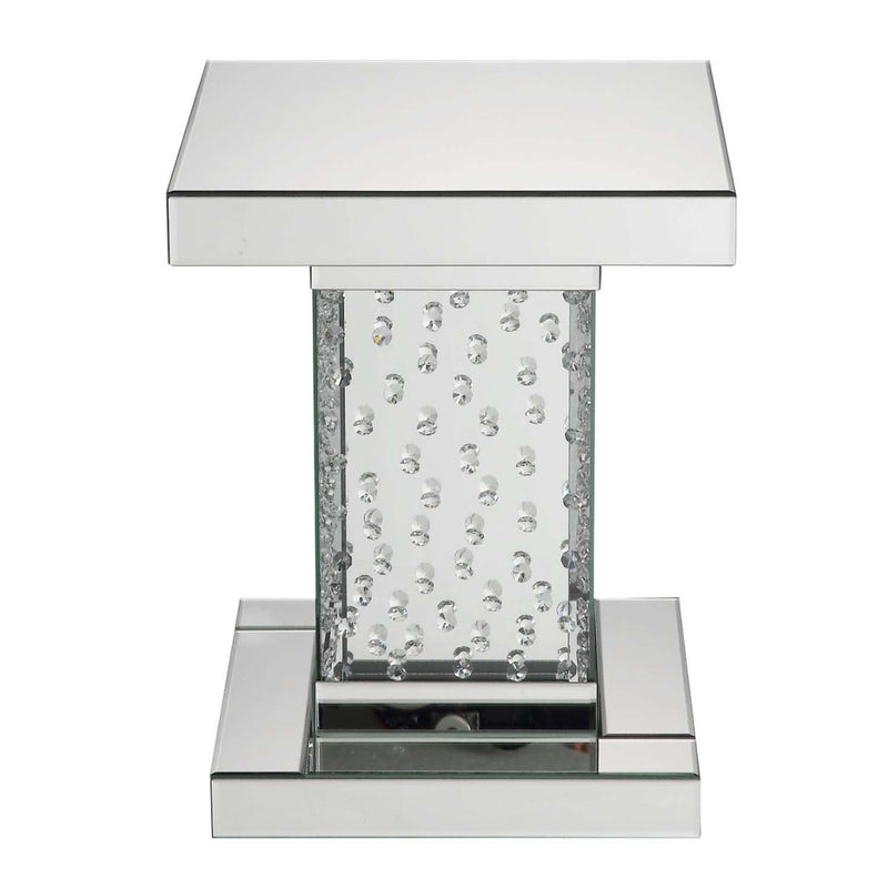 Nysa End Table, Mirrored & Faux Crystals Acme