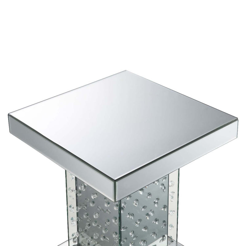Nysa End Table, Mirrored & Faux Crystals Acme