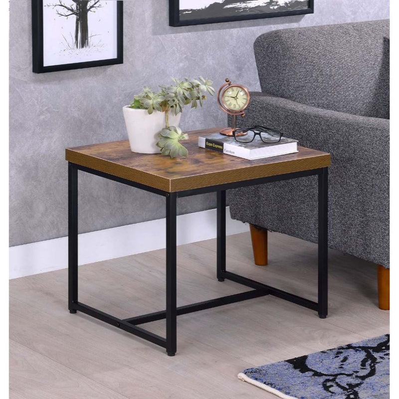 Bob End Table, Weathered Oak & Black Finish Acme