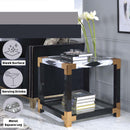 Lafty End Table, Clear Glass & White Brushed Finish Acme