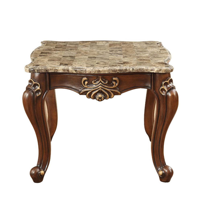 Shalisa End Table, Marble Top & Walnut Finish Acme