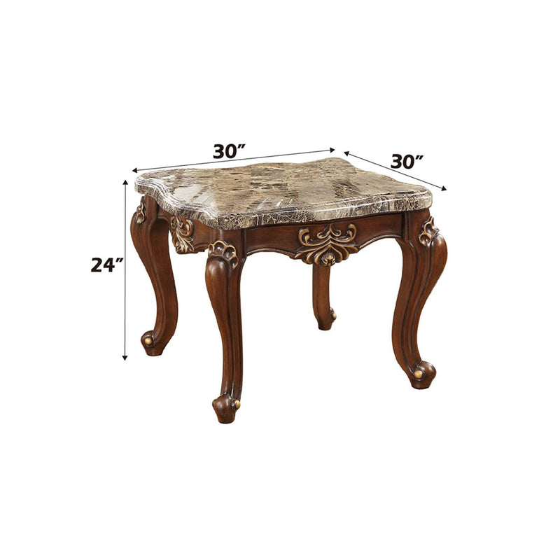 Shalisa End Table, Marble Top & Walnut Finish Acme
