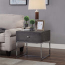 Iban End Table, Gray Oak & Chrome Finish Acme