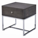 Iban End Table, Gray Oak & Chrome Finish Acme