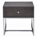 Iban End Table, Gray Oak & Chrome Finish Acme