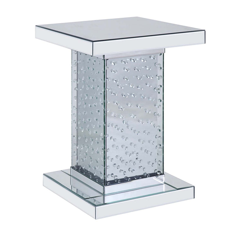Nysa End Table, Mirrored & Faux Crystals Acme