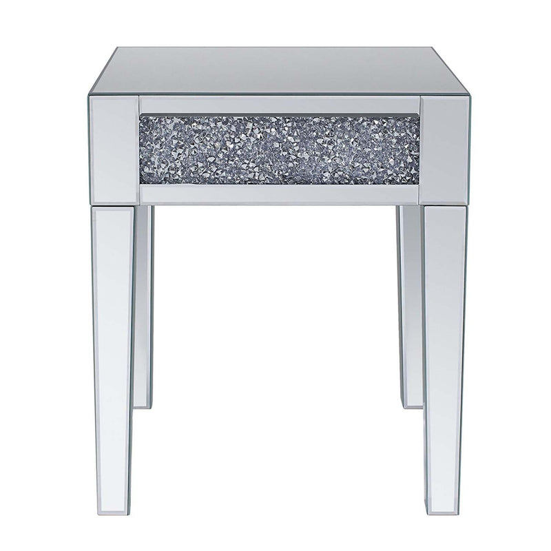 Noralie End Table, Mirrored & Faux Diamonds Acme