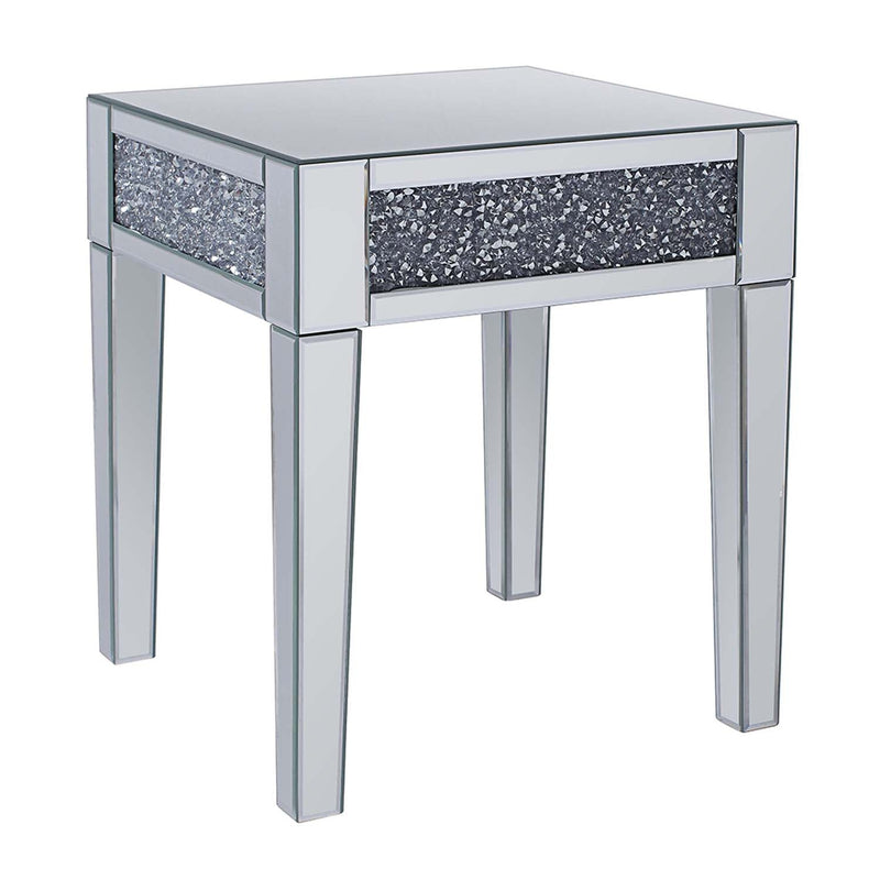 Noralie End Table, Mirrored & Faux Diamonds Acme