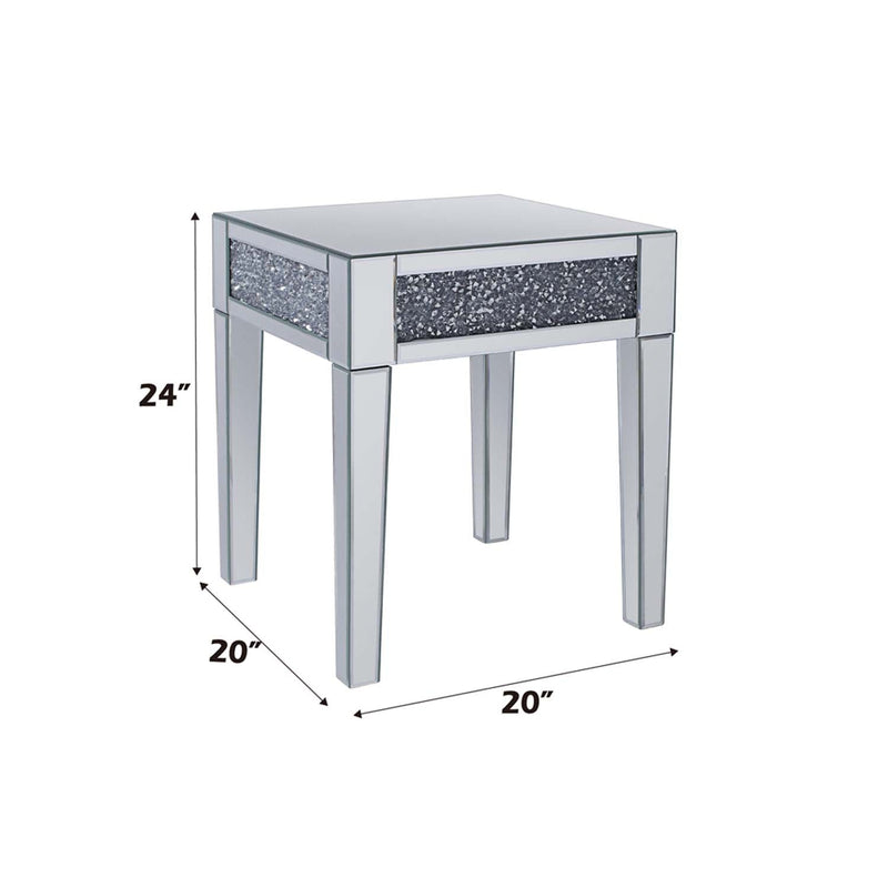 Noralie End Table, Mirrored & Faux Diamonds Acme