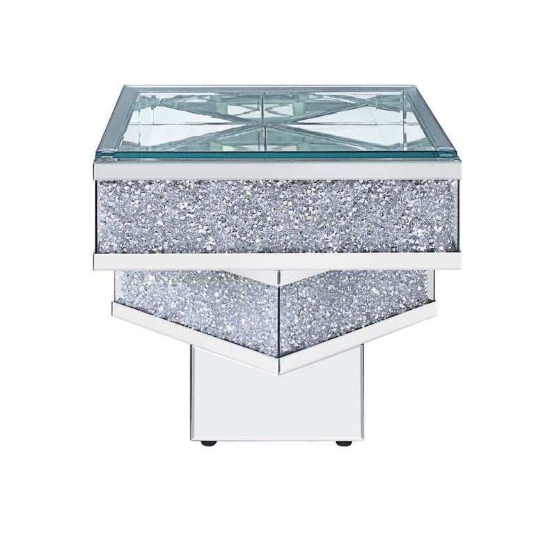 Noralie End Table, Mirrored & Faux Diamonds Acme