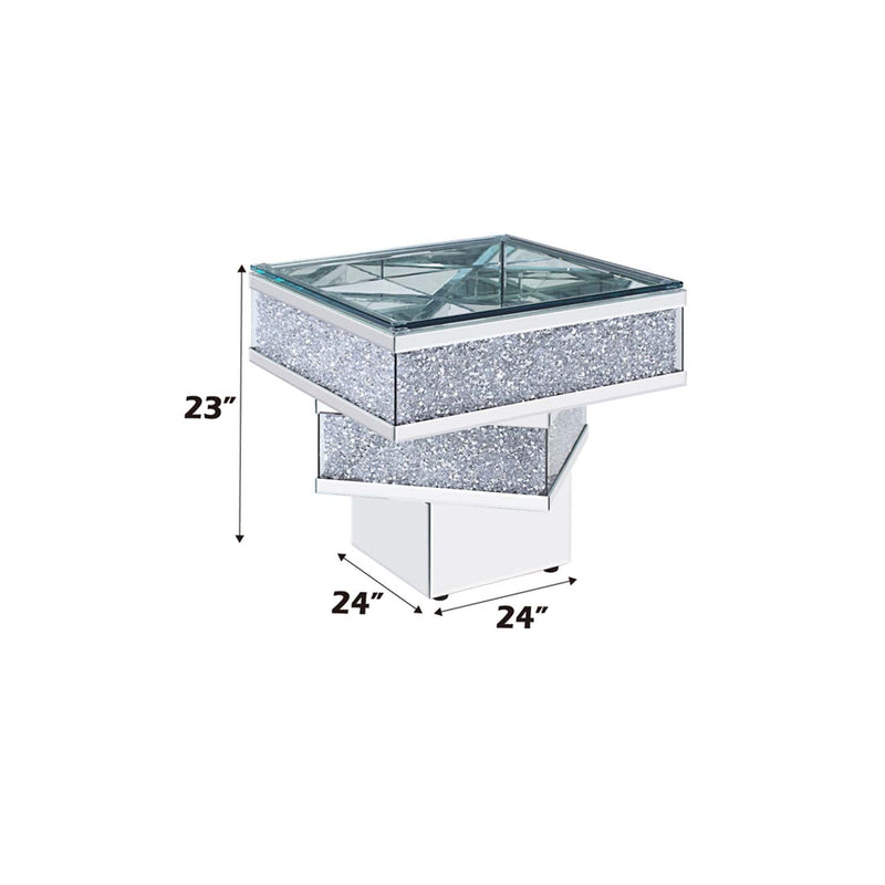 Noralie End Table, Mirrored & Faux Diamonds Acme