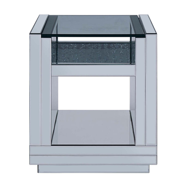 Nysa End Table, Mirrored & Faux Crystals Acme
