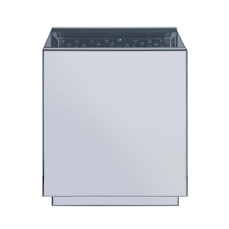 Nysa End Table, Mirrored & Faux Crystals Acme