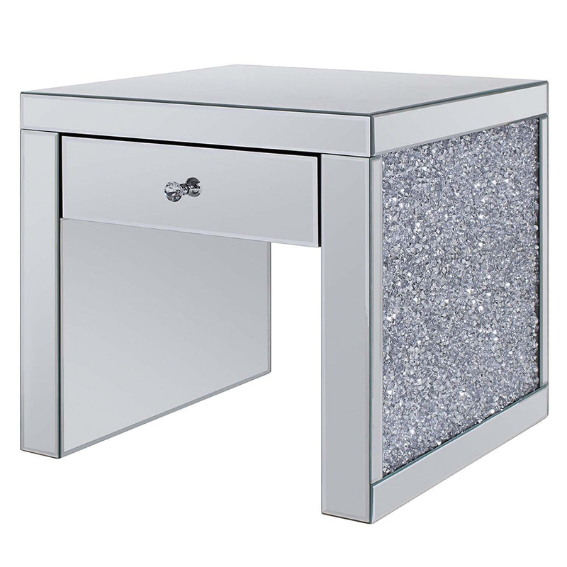 Noralie End Table, Mirrored & Faux Diamonds Acme
