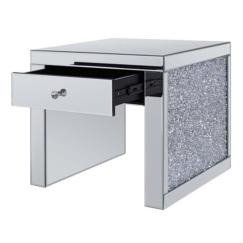 Noralie End Table, Mirrored & Faux Diamonds Acme