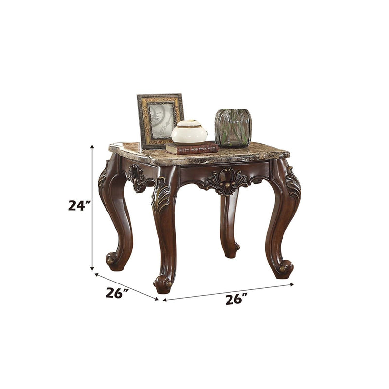 Devayne End Table, Marble Top & Dark Walnut Finish Acme