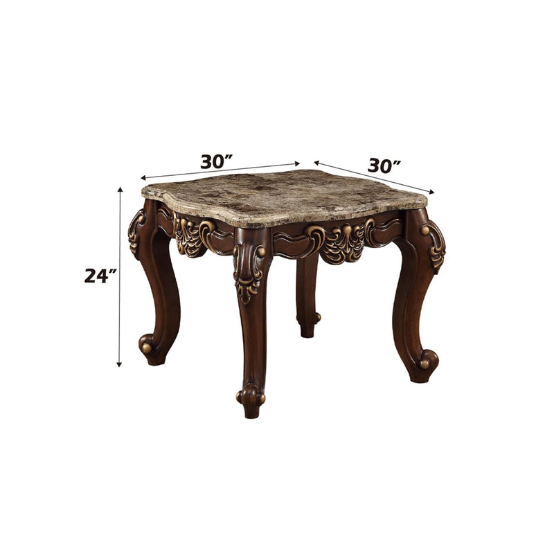 Mehadi End Table, Marble Top & Walnut Finish Acme