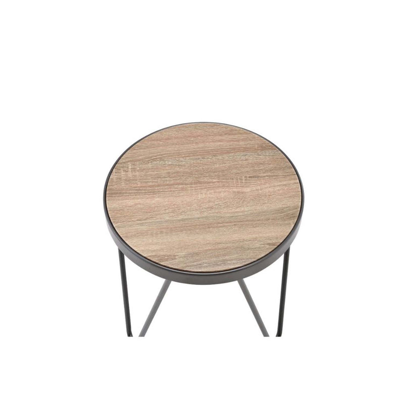 Bage End Table, Weathered Gray Oak & Metal Finish Acme