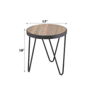 Bage End Table, Weathered Gray Oak & Metal Finish Acme