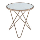 Valora End Table, Frosted Glass Top & Champagne Finish Acme