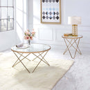 Valora End Table, Frosted Glass Top & Champagne Finish Acme