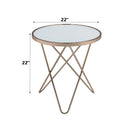Valora End Table, Frosted Glass Top & Champagne Finish Acme