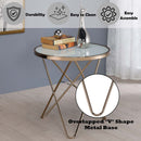 Valora End Table, Frosted Glass Top & Champagne Finish Acme