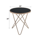 Valora End Table, Black Glass & Champagne Finish Acme