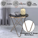Valora End Table, Black Glass & Champagne Finish Acme