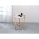 Alivia End Table, Frosted Glass & Rose Gold Finish Acme
