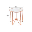 Alivia End Table, Frosted Glass & Rose Gold Finish Acme