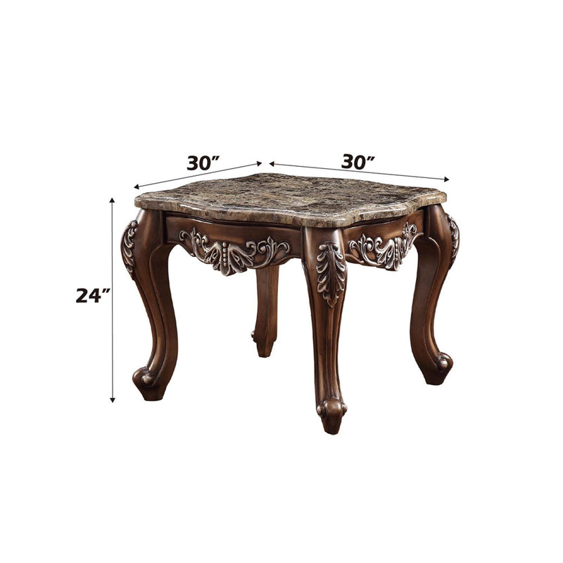 Latisha End Table, Marble Top & Antique Oak Finish Acme