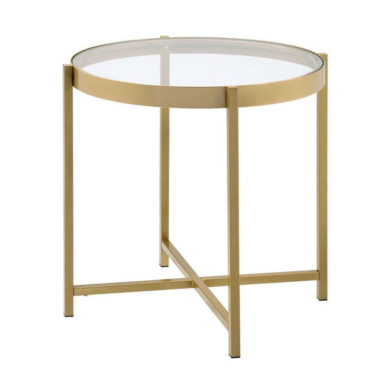 Charrot End Table, Clear Glass Top & Gold Finish Acme