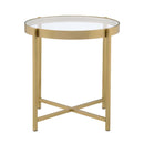Charrot End Table, Clear Glass Top & Gold Finish Acme