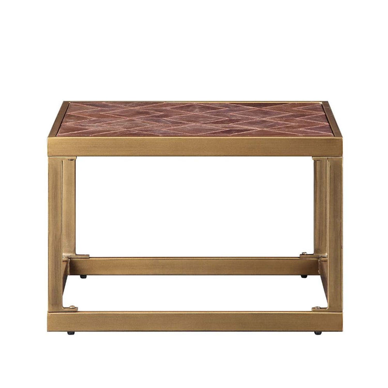 Genevieve End Table, Retro Brown Top Grain Leather Acme