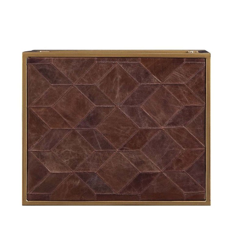 Genevieve End Table, Retro Brown Top Grain Leather Acme