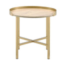 Mithea End Table, Oak Table Top & Gold Finish Acme