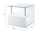 Nevaeh End Table, Clear Glass Top & White High Gloss Finish Acme