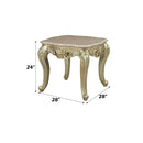 Gorsedd End Table, Marble Top & Golden Ivory Finish Acme